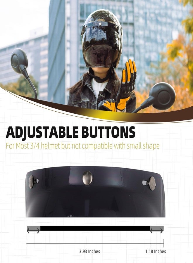 سومان واقي خوذة Soman Bubble Shield، واقي خوذة، واقي خوذة دراجة نارية قابل للطي بثلاثة أزرار، متوافق مع خوذات الوجه المفتوح 3/4 (لون دخاني داكن) - Image 3