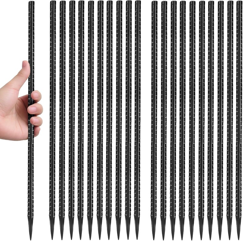 Homwin 16 inches Rebar Stakes 24-Pack Straight Metal Stakes Heavy Duty 5/16" Diameter Ground Stake for Tent, Fence, Landscaping, Concrete Forming, Outdoor Decoration and Plant Support - Image 1
