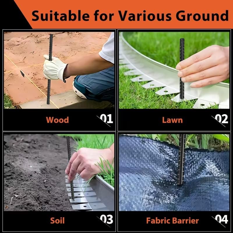Homwin 16 inches Rebar Stakes 24-Pack Straight Metal Stakes Heavy Duty 5/16" Diameter Ground Stake for Tent, Fence, Landscaping, Concrete Forming, Outdoor Decoration and Plant Support - Image 3