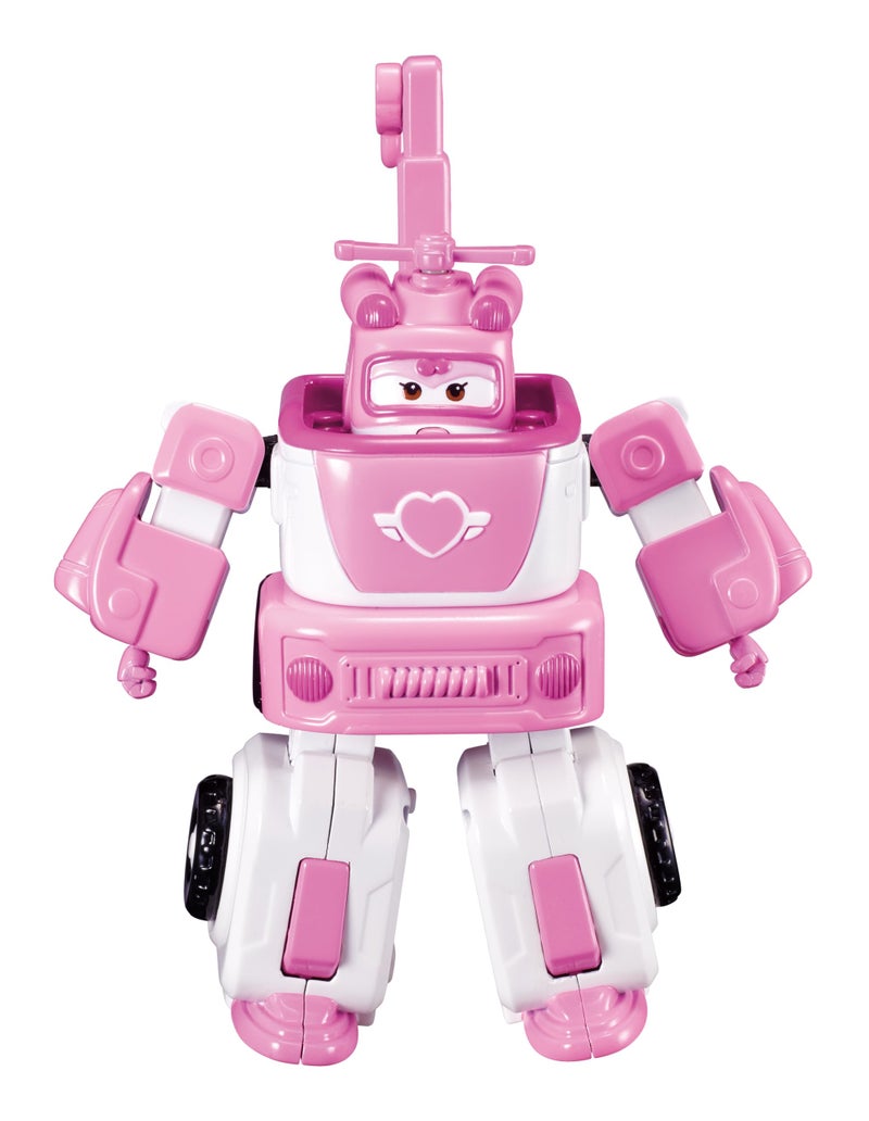 Super Wings - 7' Dizzy's Rescue Tow with 2' Pink Transform-a-Bot Mini Figure,Transforming Airplane Toy Vehicle Set,Toy for 3 4 5 Year Old Boys and Girls,US720314 - Image 1