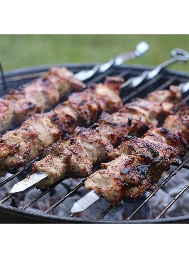 مجموعة من 6 اسياخ كباب معدنية مسطحة 44 سم من الستانلس ستيل للشواء والشيش والكبوب والشواء، مجموعة اسياخ عريضة قابلة لاعادة الاستخدام شديدة التحمل للحوم والخضروات والشواء والطبخ في الهواء الطلق - Image 1