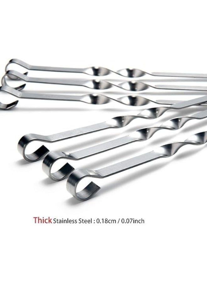 مجموعة من 6 اسياخ كباب معدنية مسطحة 44 سم من الستانلس ستيل للشواء والشيش والكبوب والشواء، مجموعة اسياخ عريضة قابلة لاعادة الاستخدام شديدة التحمل للحوم والخضروات والشواء والطبخ في الهواء الطلق - Image 4