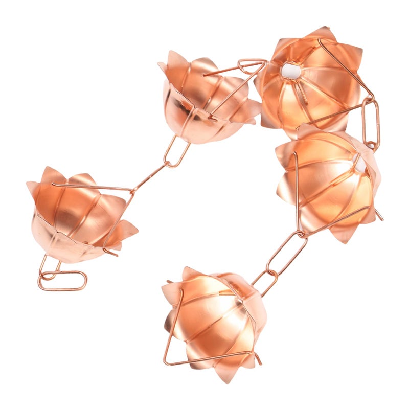 سلسلة مطر نحاسية بتصميم بتلة 3 28 قدم كوب زهري زخرفة حديقة تصريف مزراب - Image 4