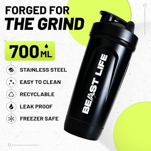 BEASTLIFE Steel Shaker Bottle with whisk Ball for Gym 700 ML | Leakproof, Durable | Ideal for Protein, Creatine & BCAA Mixing | Premium Steel Gym Shaker with Secure Lid & Easy Clean - Image 5