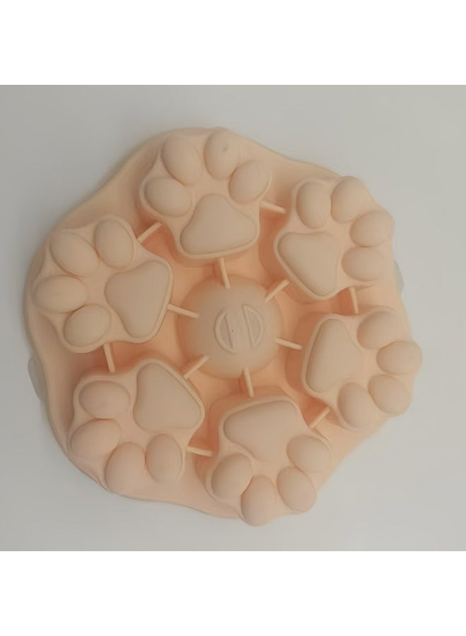 Baby Food Supplementary Mold Animal Cat's Paw Sky Mold High Temperature Freezable Steamed Cake Mold-Color:Cat Claw With Lid (lotus Root Pink)  - Image 1