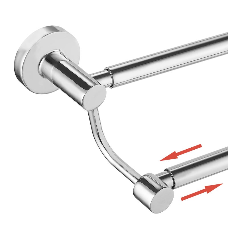 BESy Adjustable 1626 Inches Double Bath Towel Bar for Bathroom SUS304 Stainless Steel Towel Holder Hotel Style Wall Mount with Screws Hand Towel Bar Towel Rack Rod Hanger Polished Chrome Finish