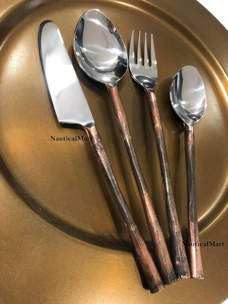 NAUTICALMART NauticalMart Wood Stem Silver Cutlery Set Stainless Dinnerware Flatware Medieval Utensil Table decor  - Image 5