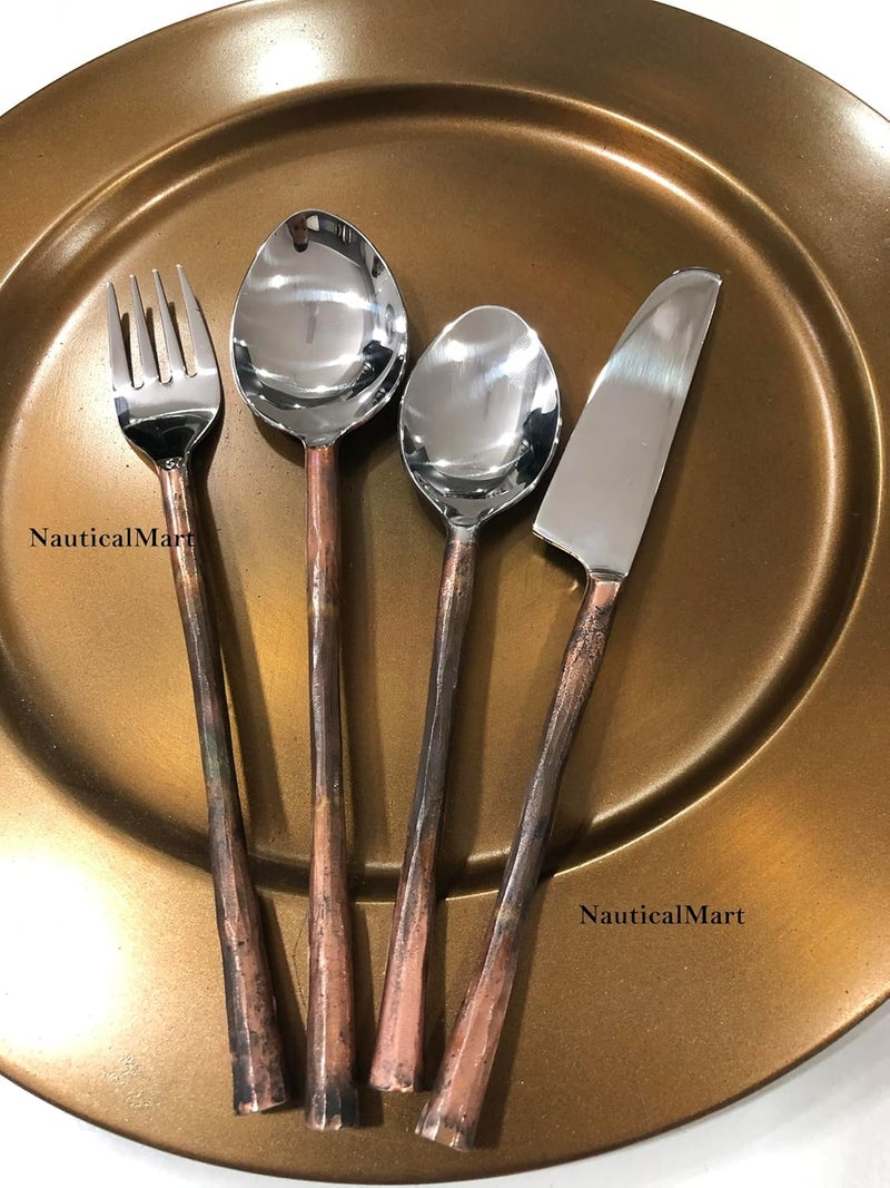 NAUTICALMART NauticalMart Wood Stem Silver Cutlery Set Stainless Dinnerware Flatware Medieval Utensil Table decor  - Image 3