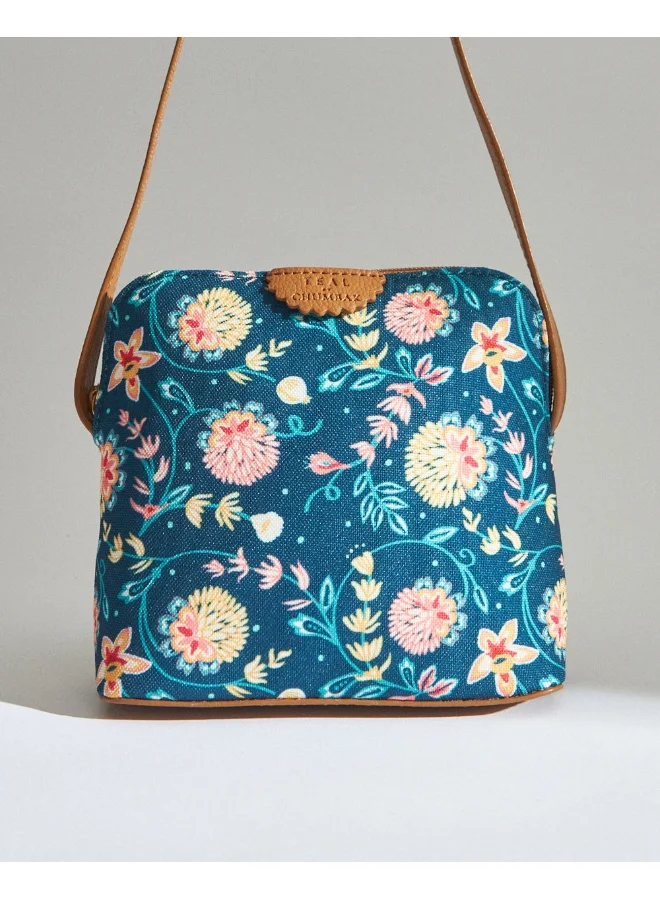 Chumbak TEAL BY CHUMBAK Crossbody Sling Bag for Women | Stylish Printed Canvas Box Sling bag | Multipurpose Daily use Bag for Office/College/Travel