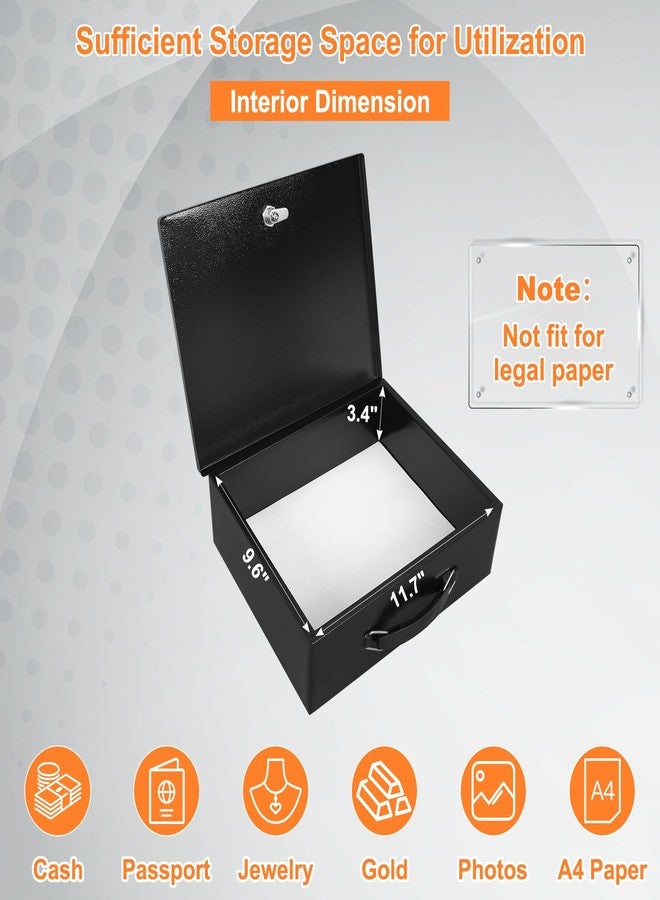KYODOLED Fireproof Document Box with Key Lock, Large Safe Storage Box for Valuables, Fire Resistance Security Chest, Lock Box for Passport, Cash, Tablet 12.9'' x 10.7'' x 4.2'' Black - Image 3