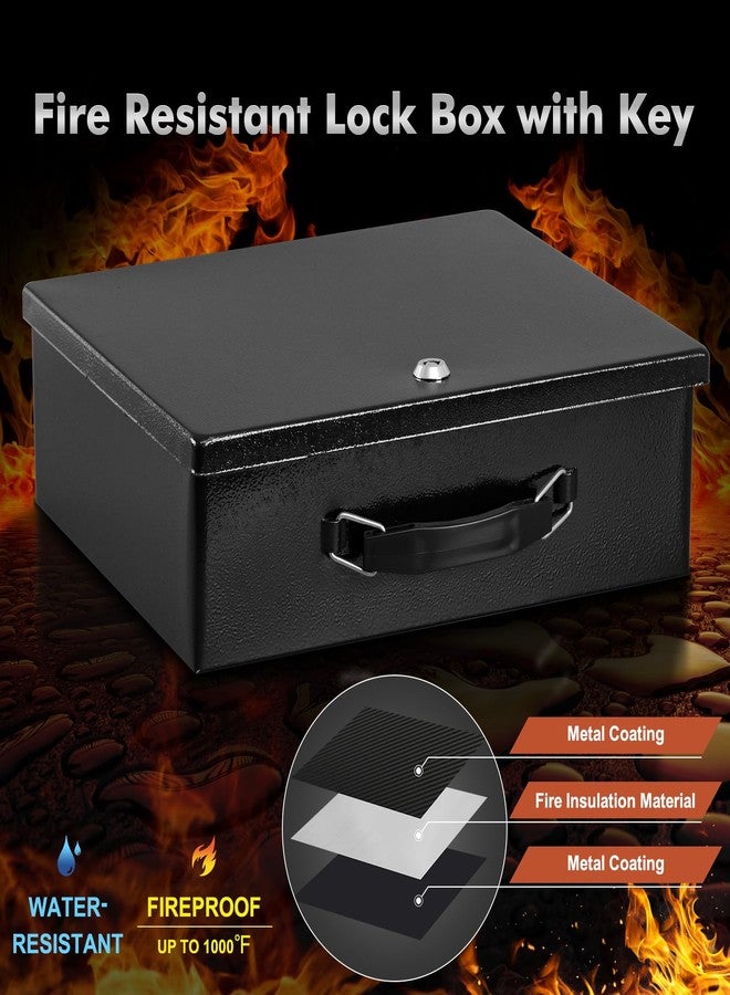 KYODOLED Fireproof Document Box with Key Lock, Large Safe Storage Box for Valuables, Fire Resistance Security Chest, Lock Box for Passport, Cash, Tablet 12.9'' x 10.7'' x 4.2'' Black - Image 4