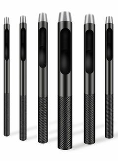 Excefore Leather Hole Punch, 6 Pcs Round Hollow Punch Set, Industrial Grade Black Punch  - Image 1