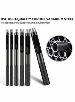 Excefore Leather Hole Punch, 6 Pcs Round Hollow Punch Set, Industrial Grade Black Punch  - Image 4
