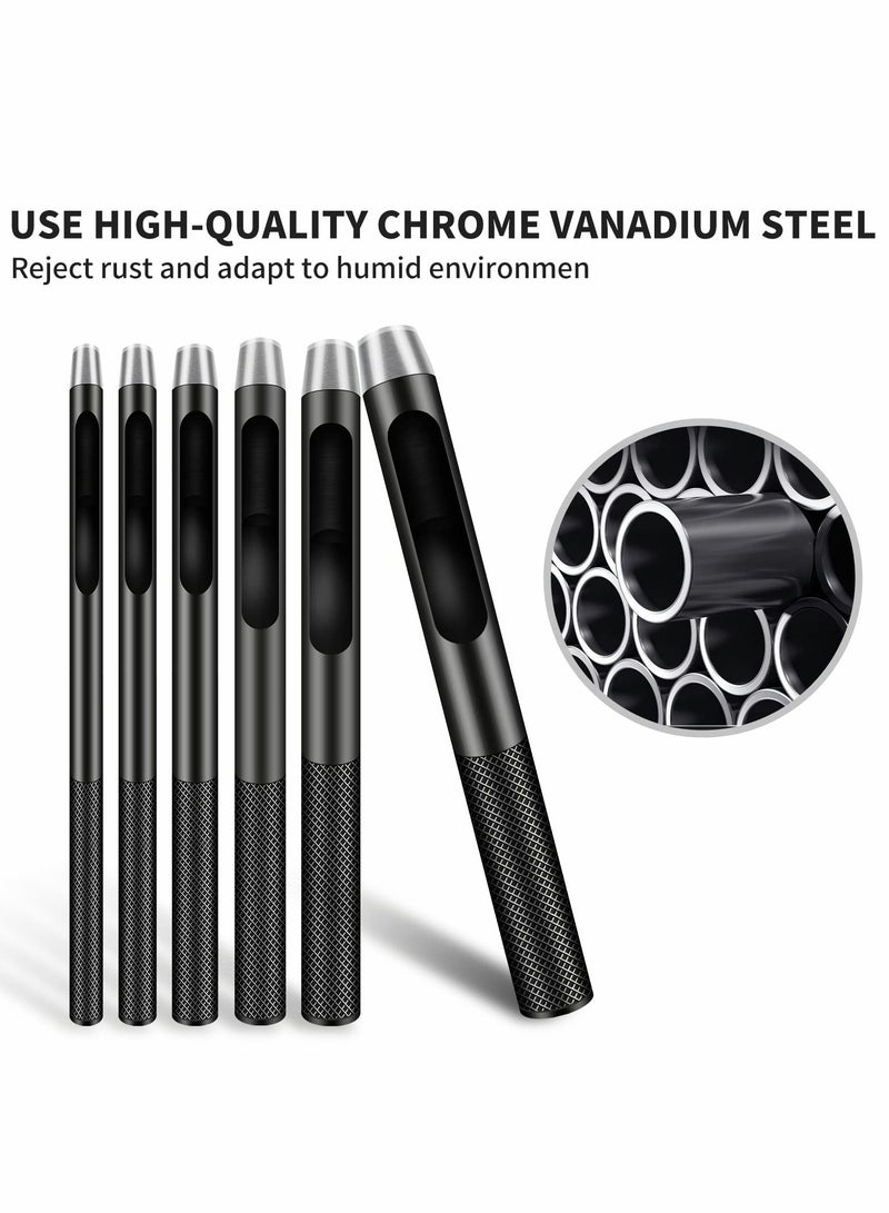 Excefore Leather Hole Punch, 6 Pcs Round Hollow Punch Set, Industrial Grade Black Punch  - Image 4
