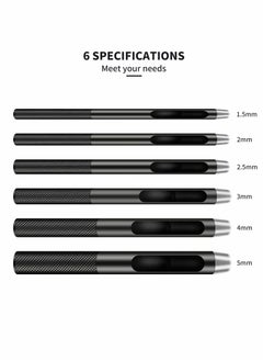 Excefore Leather Hole Punch, 6 Pcs Round Hollow Punch Set, Industrial Grade Black Punch  - Image 2
