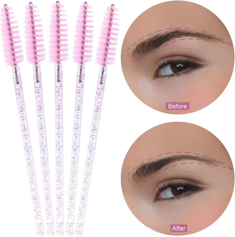 Tbestmax 300 Disposable Mascara Wands Spoolies Eye Lash Brush for Eyebrow/Eyelash Extension Pink - Image 2
