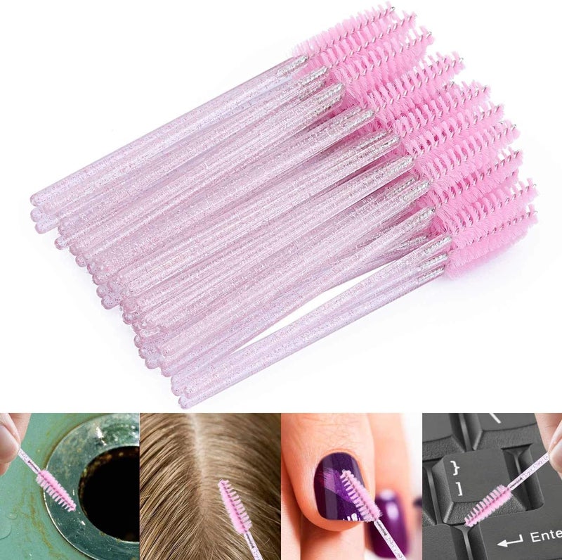 Tbestmax 300 Disposable Mascara Wands Spoolies Eye Lash Brush for Eyebrow/Eyelash Extension Pink - Image 4