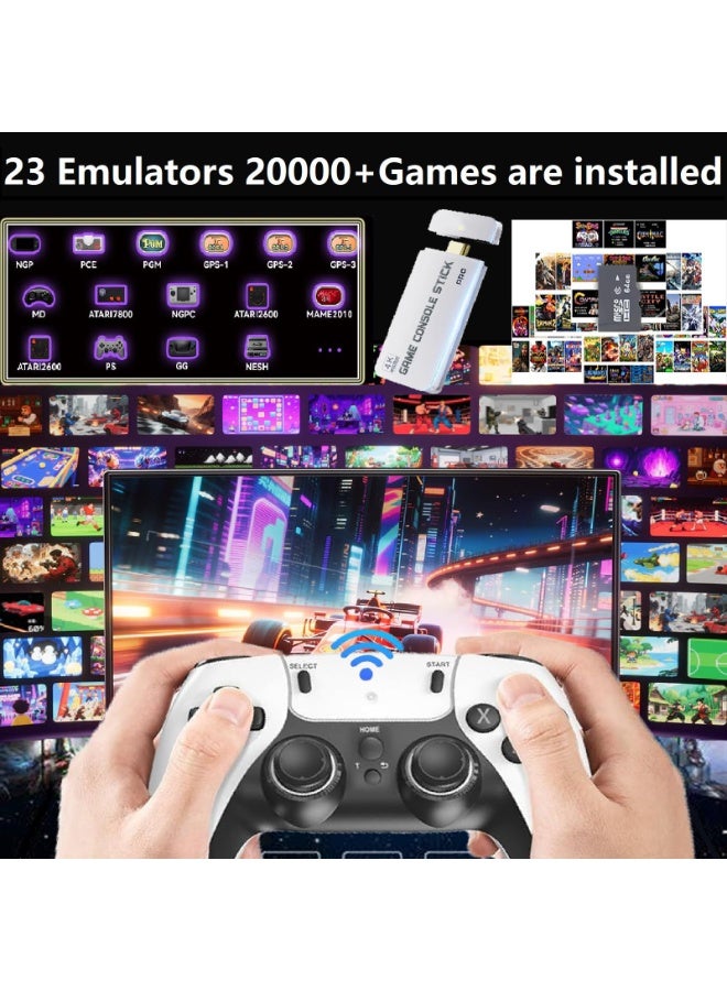 M15 20000+ Games Wireless Retro Game Stick, Vintage Game Stick HD Output System Built-in 23 Emulators Plug and Play Video Game Consoles with 2.4G Wireless Controllers,64GB TF Card for All Ages - Image 2