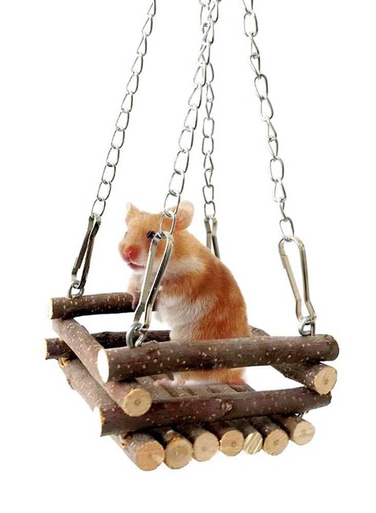 Hamster Toy Swing Small Pet Wooden Syrian Hamster Mesocricetus Auratus Landscaping Device Cage Decor - Image 1