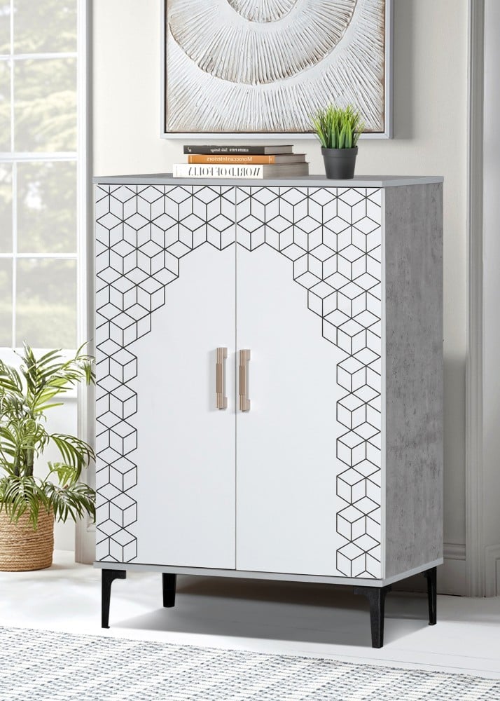 بيتي جزامة احذية بابين 5 دور خشب ماليزي لون رصاصي مقاس ( 114*35*80 ) سم - Image 1