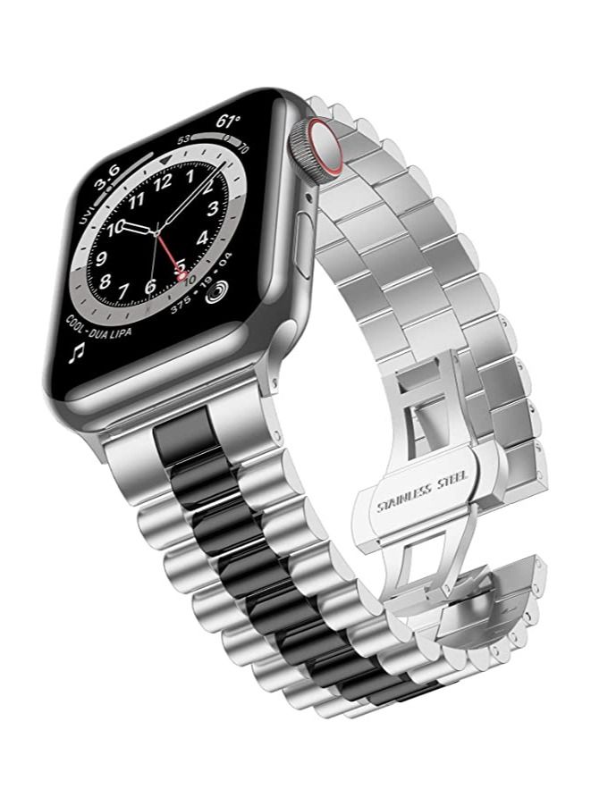 Compatible with Apple Watch Band Series 5 44mm 42mm, Stainless Steel iWatch Band with Butterfly Folding Clasp for iWatch Band Series 5/4/3/2/1 - Image 1