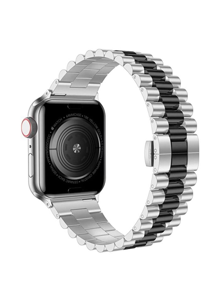 Compatible with Apple Watch Band Series 5 44mm 42mm, Stainless Steel iWatch Band with Butterfly Folding Clasp for iWatch Band Series 5/4/3/2/1 - Image 2