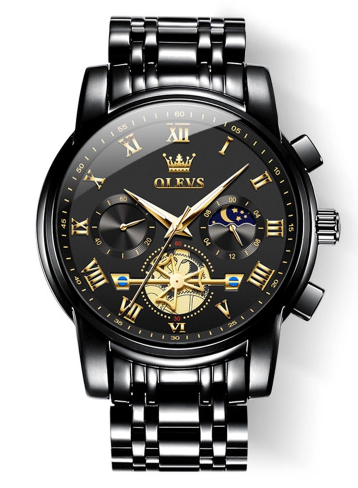 OLEVS Watch for Men Top Original Quartz Men's Watches Classic Roman Scale Dial Moon Phase Waterproof Luminous Luxury Wrist Watch for Male - Image 2