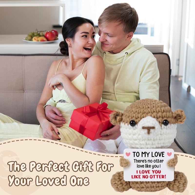 Sayregifty Valentines Day Gifts for Girlfriend Her Wife, To My Love Handmade Crochet Otter Gifts, Wedding Anniversary Birthday Gift for Women Her, Romantic I Love You Gift for Couples Wife Her Christmas. - Image 5