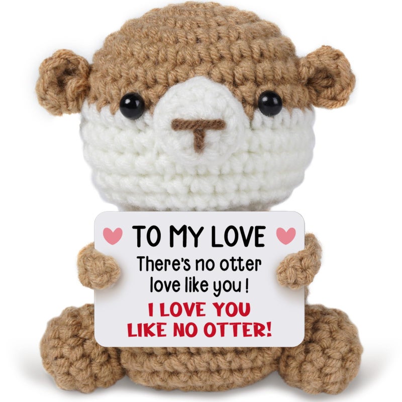 Sayregifty Valentines Day Gifts for Girlfriend Her Wife, To My Love Handmade Crochet Otter Gifts, Wedding Anniversary Birthday Gift for Women Her, Romantic I Love You Gift for Couples Wife Her Christmas. - Image 1