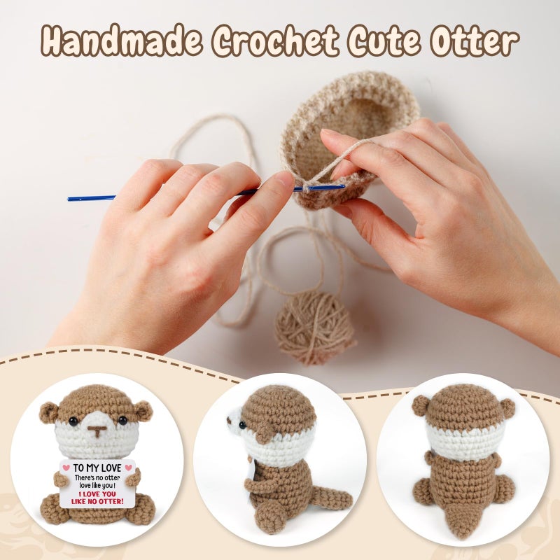 Sayregifty Valentines Day Gifts for Girlfriend Her Wife, To My Love Handmade Crochet Otter Gifts, Wedding Anniversary Birthday Gift for Women Her, Romantic I Love You Gift for Couples Wife Her Christmas. - Image 3