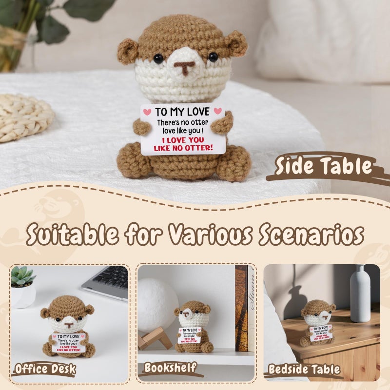 Sayregifty Valentines Day Gifts for Girlfriend Her Wife, To My Love Handmade Crochet Otter Gifts, Wedding Anniversary Birthday Gift for Women Her, Romantic I Love You Gift for Couples Wife Her Christmas. - Image 4