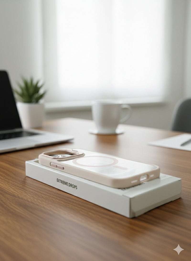 Grace Luxury Slim Magnetic Matte Case for iPhone 16 Pro  – Pink Frost – Shockproof Protective Cover with MagSafe Support - Image 3