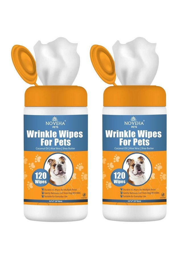 نوفيها مناديل NOVEHA Wrinkle XL للكلاب | مناديل للبلدغ والبلدغ الفرنسي والبج والبلدغ الإنجليزي - مناديل لمناطق متعددة تزيل الأوساخ والتجاعيد والثنيات وبقع الدموع وجيوب الذيل والمخالب (240 قطعة) - Image 1