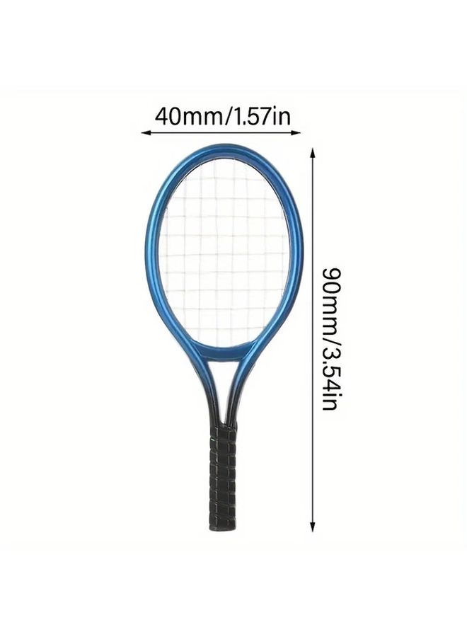 Golden Mini Tennis Racket Set 2pcs For Dolls With Keychain Realistic Sports Toy Decor - Image 5
