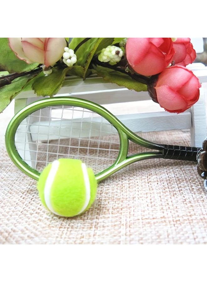Golden Mini Tennis Racket Set 2pcs For Dolls With Keychain Realistic Sports Toy Decor - Image 4