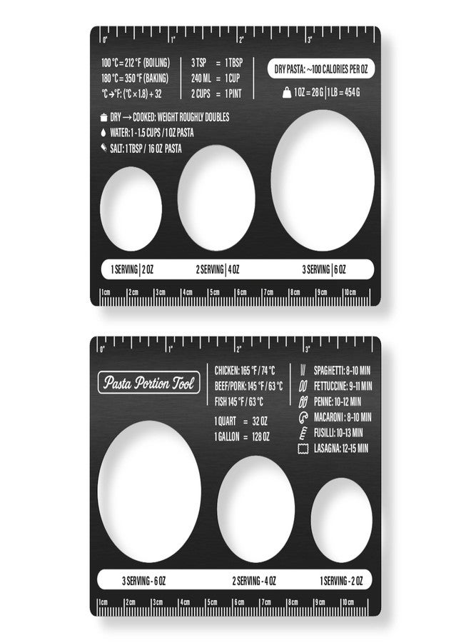 Sunsella Pasta Measurer Tool - Stainless Steel Kitchen Gadget for Portion Control, Spaghetti Measurer with Ruler, Calorie Guide & Kitchen Conversion Chart - Pocket Cooking Tools & Must Haves - Image 1