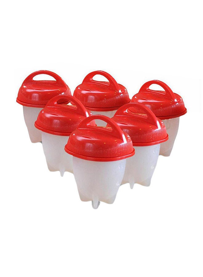 NIBEMINENT Set Of 6 Egg Boil Cup Cooker Red/White  - Image 1