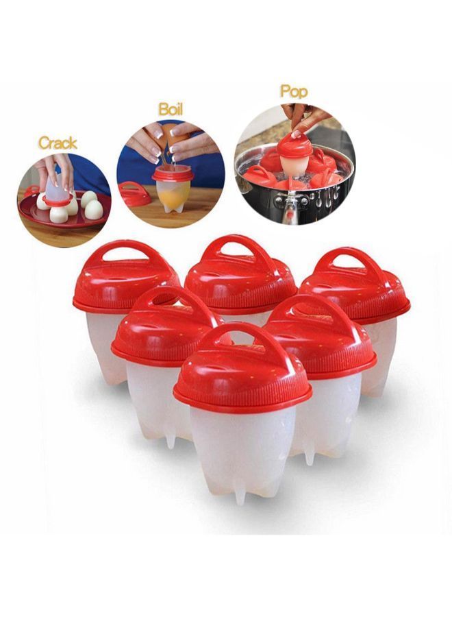 NIBEMINENT Set Of 6 Egg Boil Cup Cooker Red/White  - Image 2