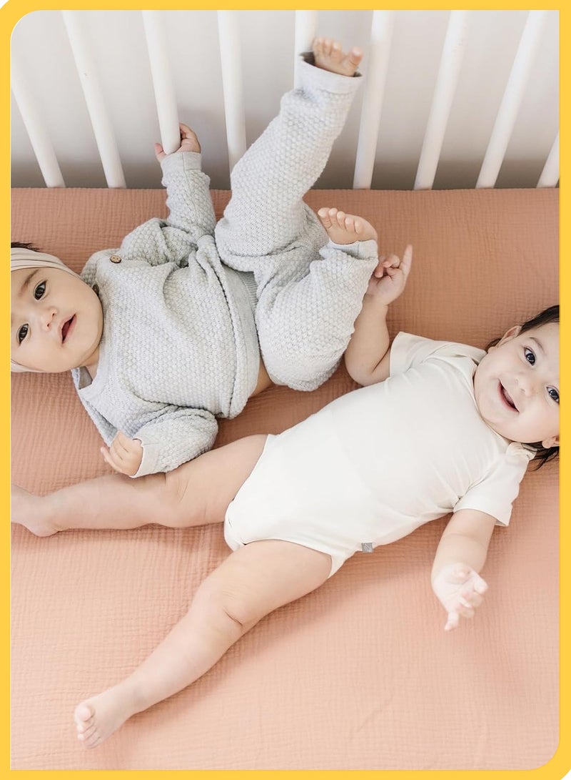 She&Little Baby Bassinet Sheets, 100% Soft & Breathable Cotton, Fits Rectangle, Round, Oval, Hourglass Mattresses, Deep Pocket Design, Easy to Wash & Durable, Perfect for Newborns, Suitable for Summer & Winter （Peach) - Image 3