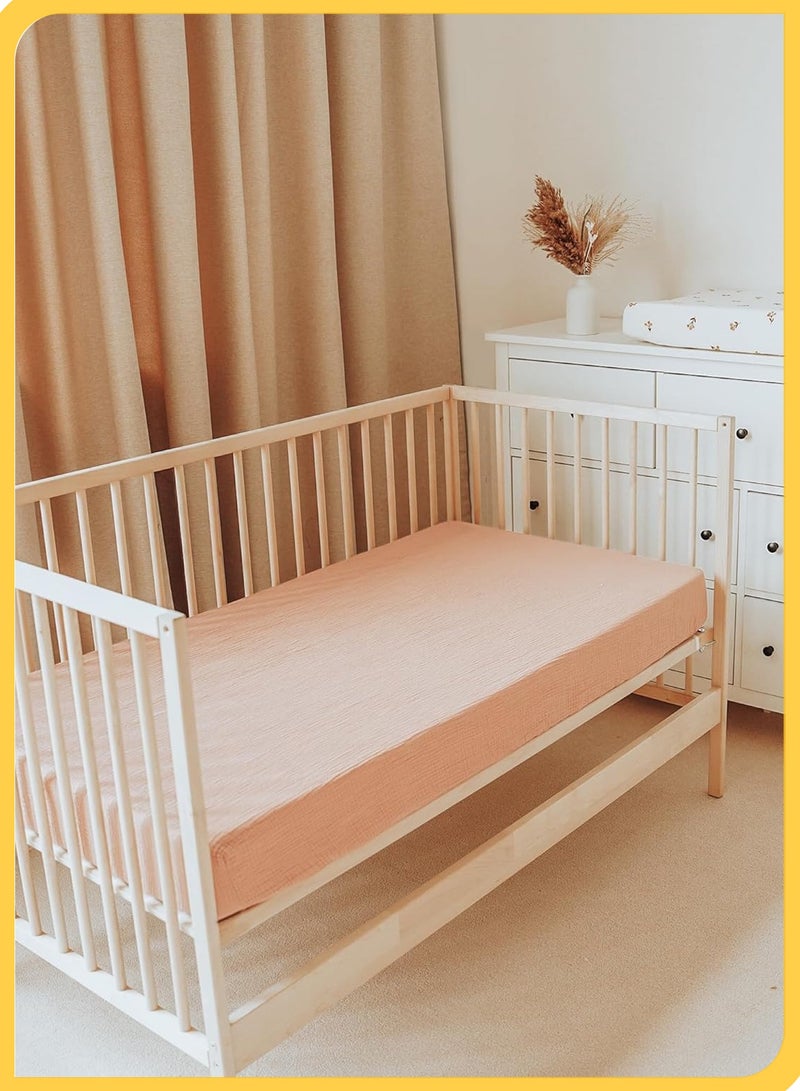 She&Little Baby Bassinet Sheets, 100% Soft & Breathable Cotton, Fits Rectangle, Round, Oval, Hourglass Mattresses, Deep Pocket Design, Easy to Wash & Durable, Perfect for Newborns, Suitable for Summer & Winter （Peach) - Image 4