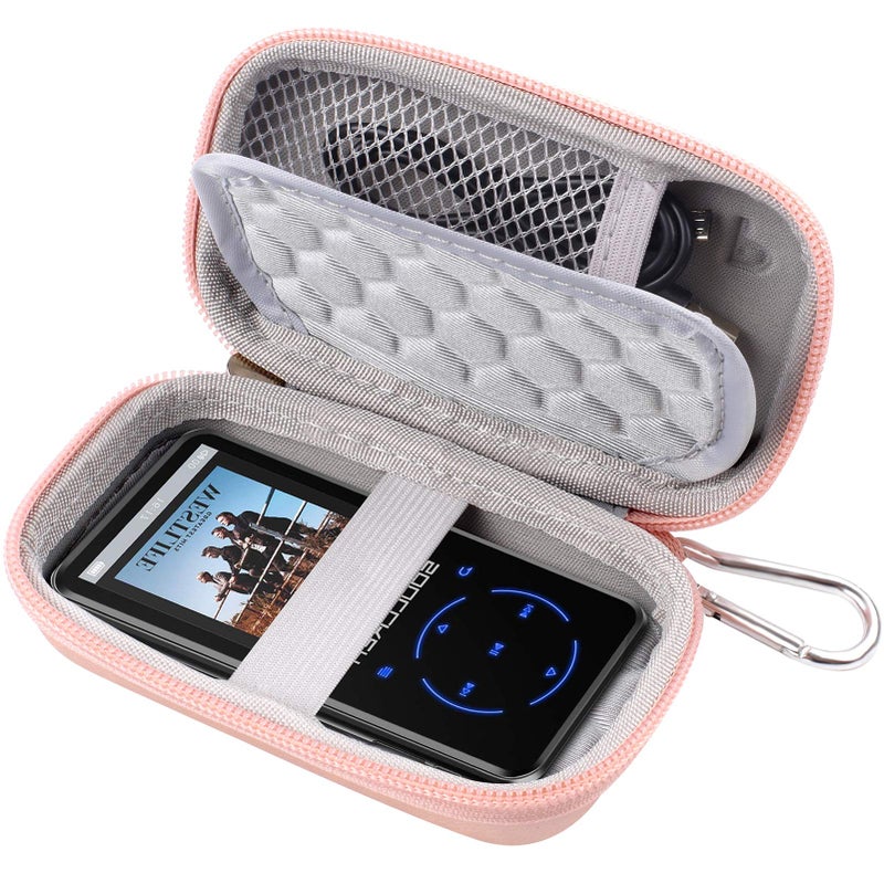 Comecase MP3 & MP4 Player Case for SOULCKER/G.G.Martinsen/Grtdhx/iPod Nano/Sandisk Music Player/Sony NW-A45 and Other Music Players with Bluetooth. Fit for Earbuds, USB Cable, Memory Card - Rose Gold - Image 1