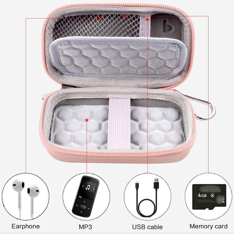 Comecase MP3 & MP4 Player Case for SOULCKER/G.G.Martinsen/Grtdhx/iPod Nano/Sandisk Music Player/Sony NW-A45 and Other Music Players with Bluetooth. Fit for Earbuds, USB Cable, Memory Card - Rose Gold - Image 3