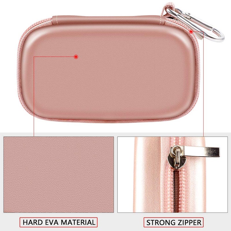 Comecase MP3 & MP4 Player Case for SOULCKER/G.G.Martinsen/Grtdhx/iPod Nano/Sandisk Music Player/Sony NW-A45 and Other Music Players with Bluetooth. Fit for Earbuds, USB Cable, Memory Card - Rose Gold - Image 4