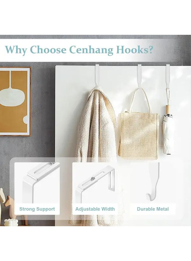Black Heavy Duty Over Door Hooks Adjustable For Towels Coats Closet - Image 3