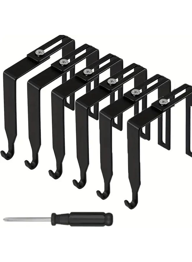 Black Heavy Duty Over Door Hooks Adjustable For Towels Coats Closet - Image 1