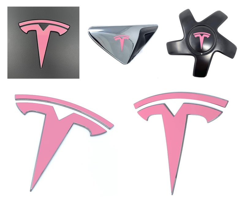 Custom Cut Graphics Logo Decal Overlay Stickers for Tesla Model 3 (2017 to 2023), Standard Wrap, 11-pc Set (Satin Pink) - Image 1