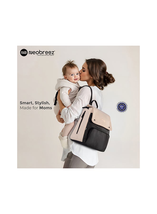 neobreez ZORI Multifunction Baby Diaper Bag Backpack Nappy Changing Travel Bag, Diaper Tote Bag, Water-Resistant Large Capacity 7-Pcs Set W/Changing Mat, Trolley Sleeve, Insulated Pockets, Diaper Bag For Mom&Dad - Image 4