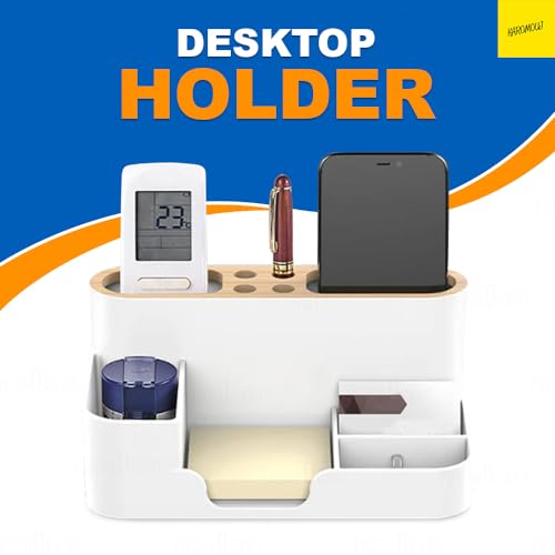 karomouj Multifunction Stationery Storage Box Desk Organizer with 6 Compartments Perfect for Office Supplies, Makeup Kit, Stationery, Mobile Holder and More! (Grey Color Pack Of 1) - Image 2