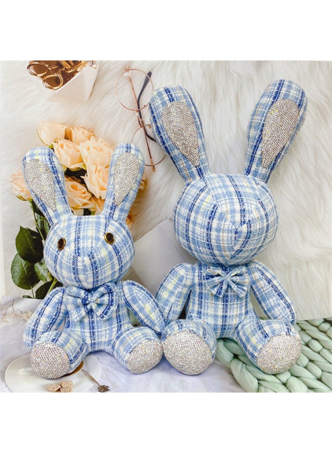Direct Diamond Rabbit Plush Fabric Toys Birthday Net Red Diamond Doll Living Room Ornaments A Generation Of Hair-Color:linen Light Green-Height:28cm High School Rabbit, Diamond With Eyes - Image 2