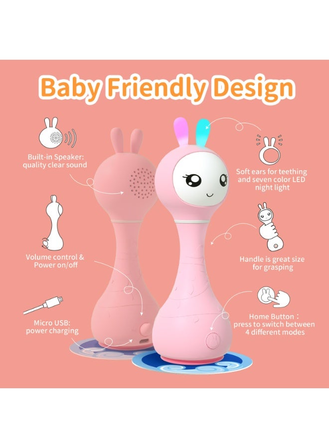 alilo أليلو – سمارتى شيك آند تيل راتل، R1 - سمارتى وردي | شيك آند تيل راتل، موسيقى، قصص، وتعلم الألوان للأطفال | صوت عالي الدقة، آذان مضيئة، شحن USB | 0+ - Image 5